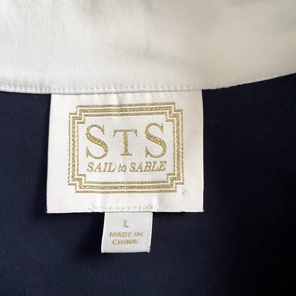 SAIL TO SABLE (STS) Colorblock Navy & White Sleeveless Shift Dress Women’s Sz L - Picture 9 of 11